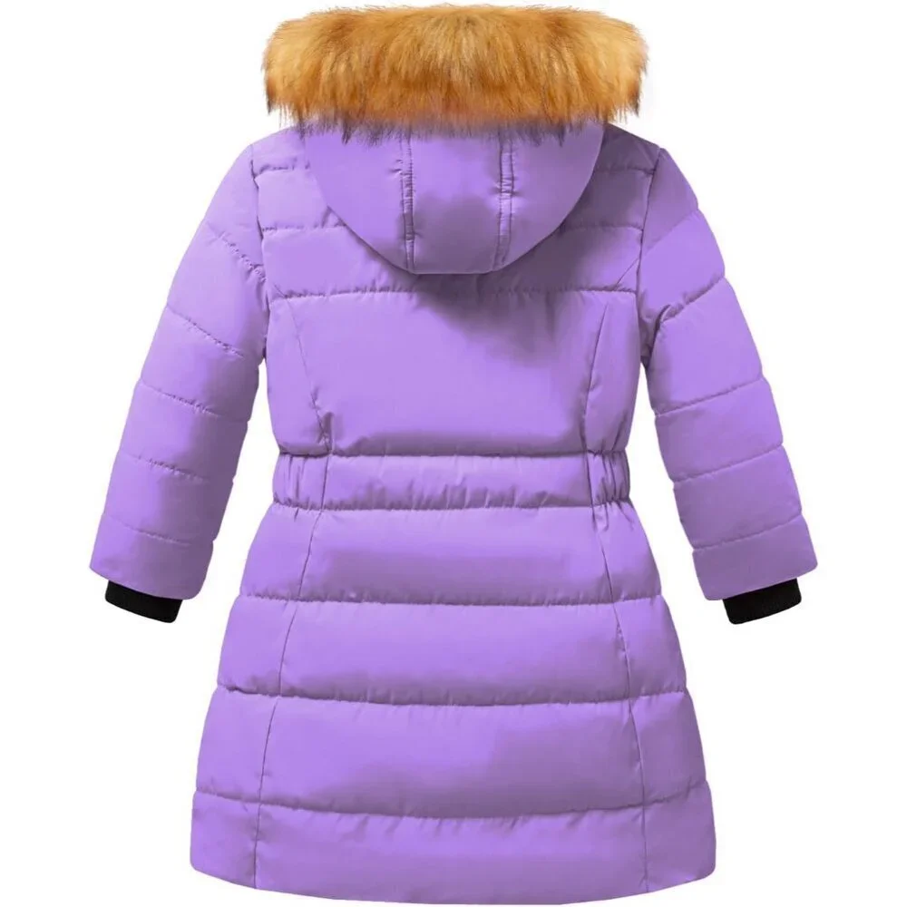 Girls Warm Winter Coats Thicken Long Parka Fleece Puffer Jacket Hooded Quilted W